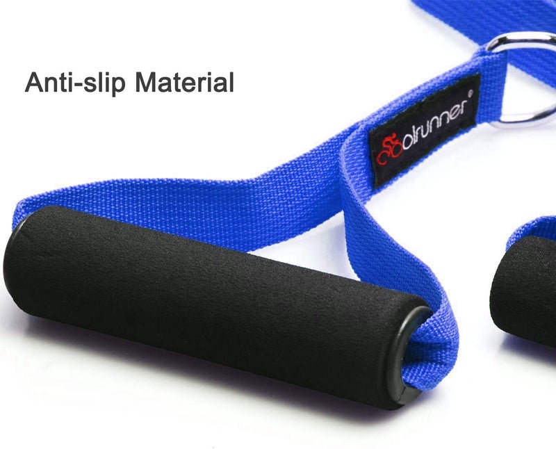 Coolrunner 2 Pair Resistance Band Handles Grips Fitness Strap Wide Design Heavy Duty Cable Handles with Solid ABS Cores, Heavy Gauge Welded D-Rings (4-Piece Set) (Blue) - Image 4